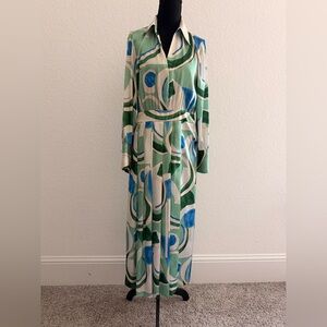 ZARA Satin Effect Multicolor Pleated Dress | Printed Box Pleat Dress